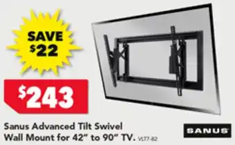 Harvey Norman Sanus Advanced Tilt Swivel Wall Mount for 42" to 90" TV offer