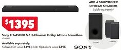 Harvey Norman Sony HT-A5000 5.1.2-Channel Dolby Atmos Soundbar offer