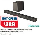 Harvey Norman Hisense 3.1-Channel Dolby Atmos Soundbar with Wireless Subwoofer offer
