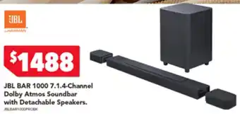 Harvey Norman JBL BAR 1000 7.1.4-Channel Dolby Atmos Soundbar with Detachable Speakers offer