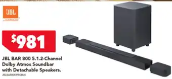 Harvey Norman JBL BAR 800 5.1.2-Channel Dolby Atmos Soundbar with Detachable Speakers offer