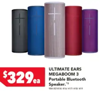 Harvey Norman ULTIMATE EARS MEGABOOM 3 Portable Bluetooth Speaker offer