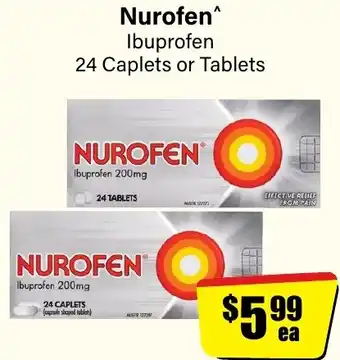 Your Discount Chemist Nurofen Ibuprofen 24 Caplets or Tablets offer