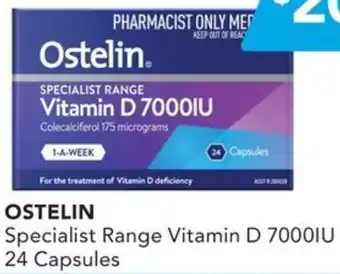 Amcal Pharmacies OSTELIN Specialist Range Vitamin D 7000IU 24 Capsules offer