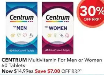 Amcal Pharmacies CENTRUM Multivitamin For Men or Women 60 Tablets offer
