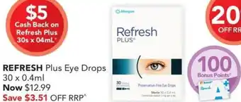 Amcal Pharmacies REFRESH Plus Eye Drops 30 x 0.4ml offer