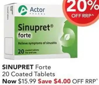 Amcal Pharmacies SINUPRET Forte 20 Coated Tablets offer
