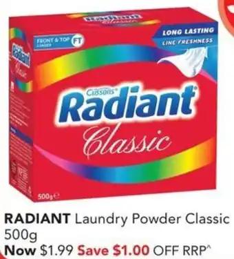 Amcal Pharmacies RADIANT Laundry Powder Classic 500g offer