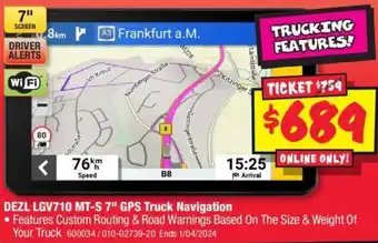 JB Hi-Fi DEZL LGV710 MT-S 7" GPS Truck Navigation offer