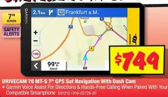 JB Hi-Fi DRIVECAM 76 MT-S 7" GPS Sat Navigation With Dash Cam offer