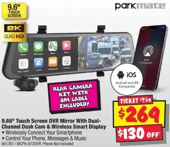 JB Hi-Fi 9.66" Touch Screen DVR Mirror With Dual-Channel Dash Cam & Wireless Smart Display offer
