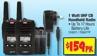 JB Hi-Fi 1 Watt UHF CB Handheld Radio offer
