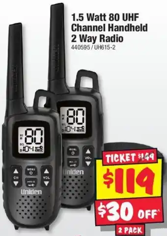 JB Hi-Fi 1.5 Watt 80 UHF Channel Handheld 2 Way Radio offer