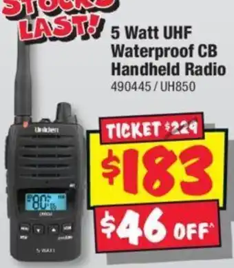 JB Hi-Fi 5 Watt UHF Waterproof CB Handheld Radio offer