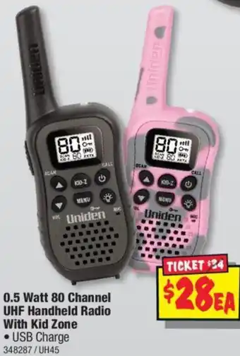 JB Hi-Fi 0.5 Watt 80 Channel UHF Handheld Radio With Kid Zone offer