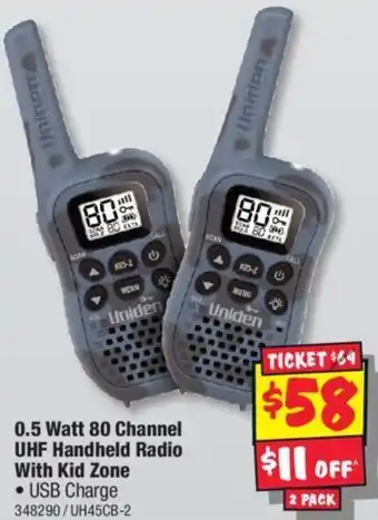 JB Hi-Fi 0.5 Watt 80 Channel UHF Handheld Radio With Kid Zone offer