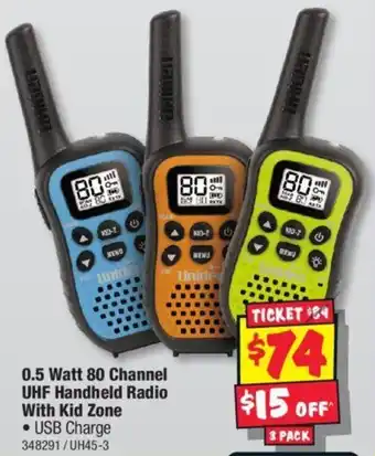 JB Hi-Fi 0.5 Watt 80 Channel UHF Handheld Radio With Kid Zone offer