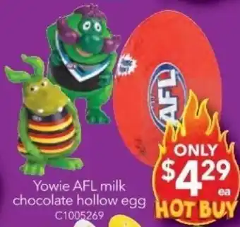 Cheap as Chips Yowie AFL milk chocolate hollow egg offer