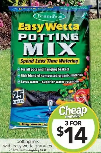 Cheap as Chips potting mix with easy wetta granules offer