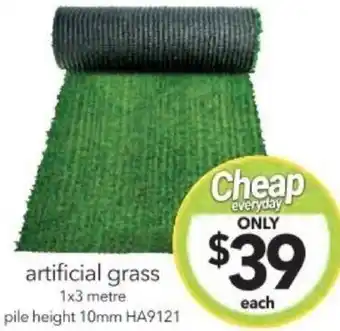 Cheap as Chips artificial grass 1x3 metre pile height 10mm offer