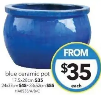 Cheap as Chips blue ceramic pot offer