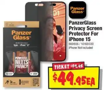 JB Hi-Fi PanzerGlass Privacy Screen Protector For iPhone 15 offer