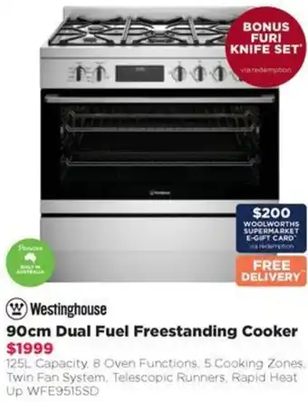 Bing Lee 90cm Dual Fuel Freestanding Cooker offer