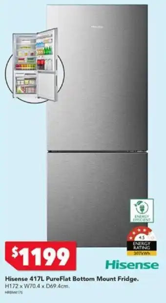 Harvey Norman Hisense 417L PureFlat Bottom Mount Fridge offer