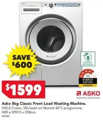 Asko 8kg Classic Front Load Washing Machine