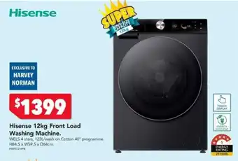 Harvey Norman Hisense 12kg Front Load Washing Machine offer