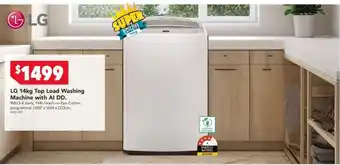 Harvey Norman LG 14kg Top Load Washing Machine with AI DD offer