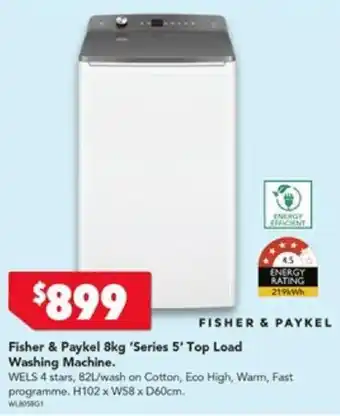 Harvey Norman Fisher & Paykel 8kg 'Series 5' Top Load Washing Machine offer