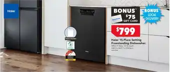 Harvey Norman Haier 15-Place Setting Freestanding Dishwasher offer