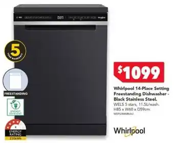 Harvey Norman Whirlpool 14-Place Setting Freestanding Dishwasher Black Stainless Steel offer