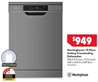 Harvey Norman Westinghouse 15- Place Setting Freestanding Dishwasher offer