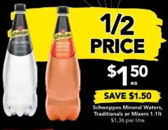 Drakes Schweppes Mineral Waters, Traditionals or Mixers 1.1L offer