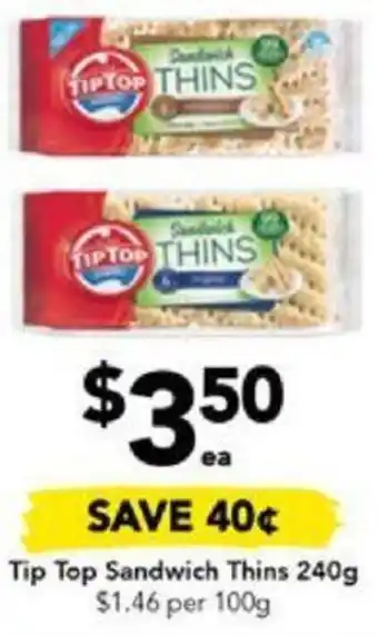 Drakes Tip Top Sandwich Thins 240g offer