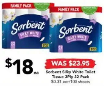 Drakes Sorbent Silky White Toilet Tissue 3Ply 32 Pack offer