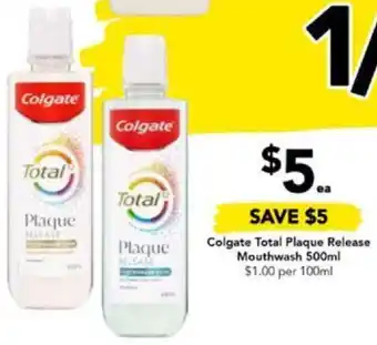 Drakes Colgate total Plaque Release Mouthwash 500ml offer
