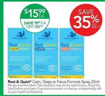 Terry White Rest & Quiet Calm, Sleep or Focus Formula Spray 25ml offer