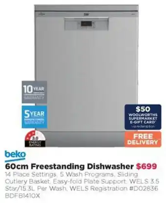 Bing Lee 60cm Freestanding Dishwasher offer