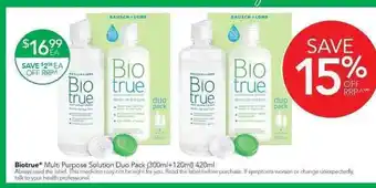 Terry White Biotrue Multi Purpose Solution Duo Pack 420ml offer