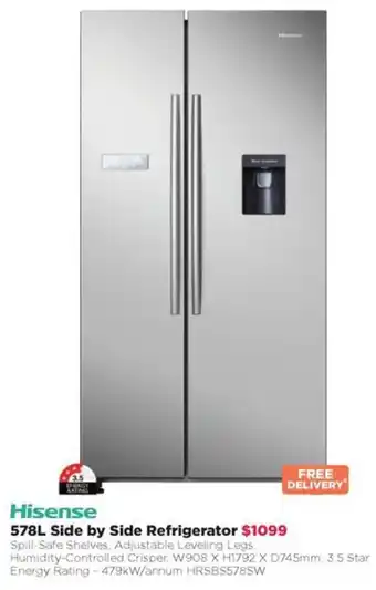 Bing Lee 578L Side by Side Refrigerator offer