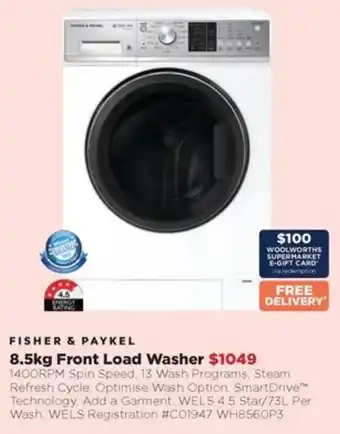 Bing Lee 8.5kg Front Load Washer offer