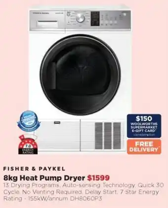 Bing Lee 8kg Heat Pump Dryer offer