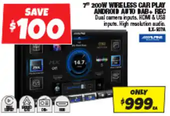 Autobarn 7" 200W WIRELESS CAR PLAY ANDROID AUTO DAB+ REC offer