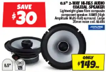 Autobarn 6.5" 2-WAY HI-RES AUDIO COAXIAL SPEAKER offer