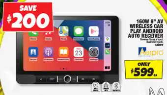 Autobarn 160W 9” AV WIRELESS CAR PLAY ANDROID AUTO RECEIVER offer