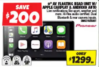 Autobarn 9" AV FLOATING HEAD UNIT W/ APPLE CARPLAY & ANDROID AUTO offer