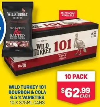 Bottlemart WILD TURKEY 101 BOURBON & COLA 6.5% VARIETIES 10 X 375ML CANS offer